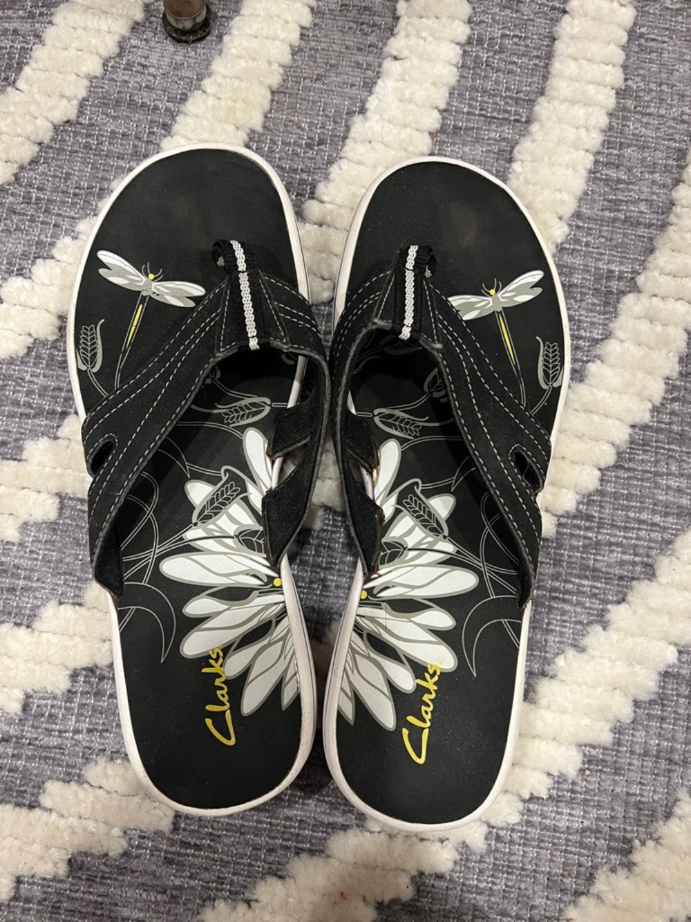 Clarks Black Floral Dragonfly Women’s Sandals